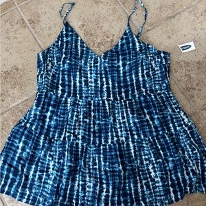 Old Navy Blue and White Tiered Tie Front Camisole